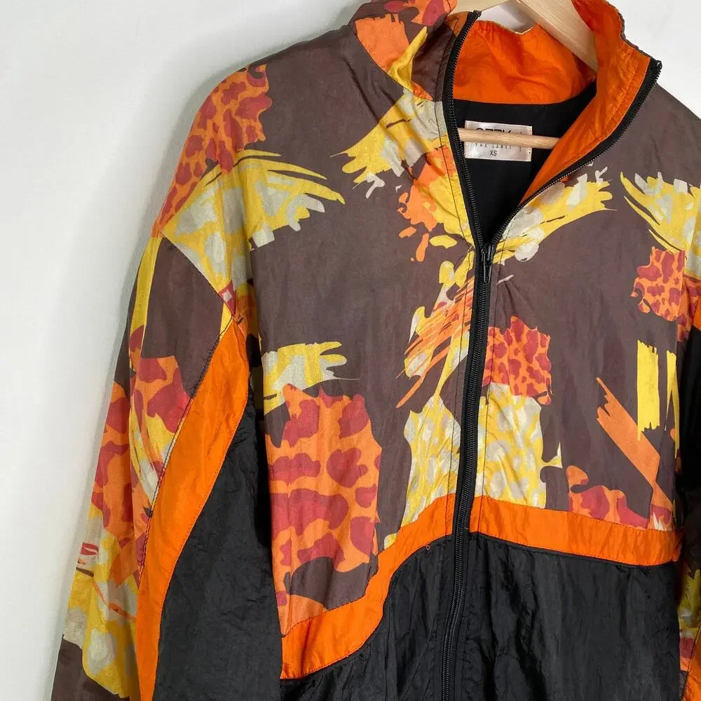 Seek The Label LF Black‎ Brown Orange Nylon Jacket Women's Size X-Small XS